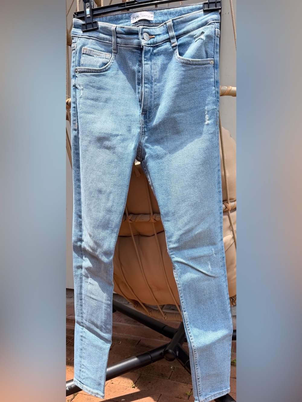 Zara vintage Light Blue Denim Jeans with Contrast Stitching